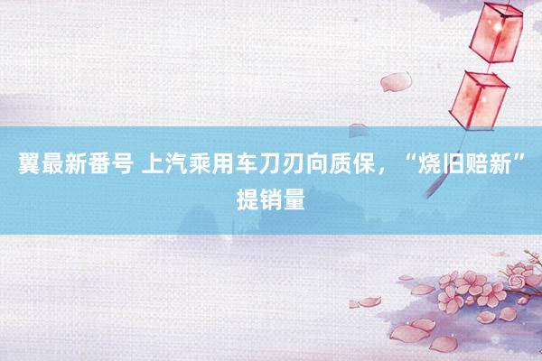 翼最新番号 上汽乘用车刀刃向质保，“烧旧赔新”提销量