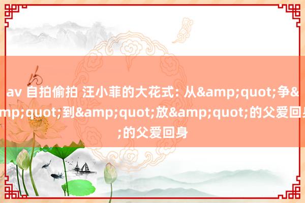 av 自拍偷拍 汪小菲的大花式: 从&quot;争&quot;到&quot;放&quot;的父爱回身